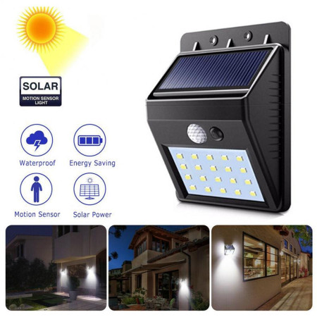 LED Motion Sensor Wall Solar Light Waterproof Security Lamp