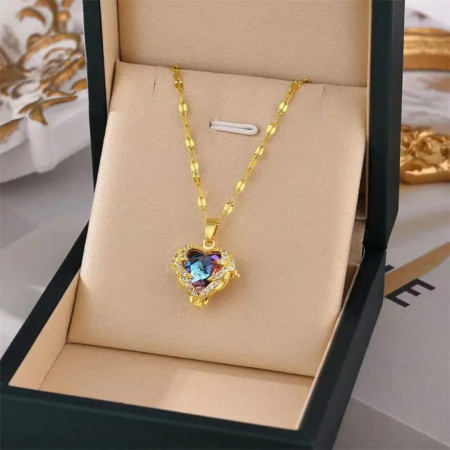 Luxury Zircon Crystal Pendant Clavicle Chain Necklace
