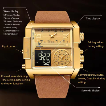 POEDAGAR Luxury Digital-Quartz Men's Watch