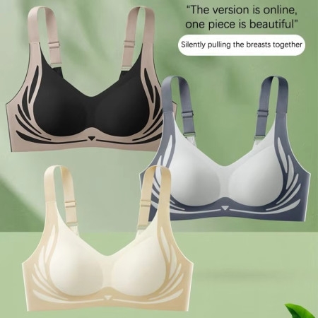 (2 PC) Push Up Seamless Underwear For Women Bra