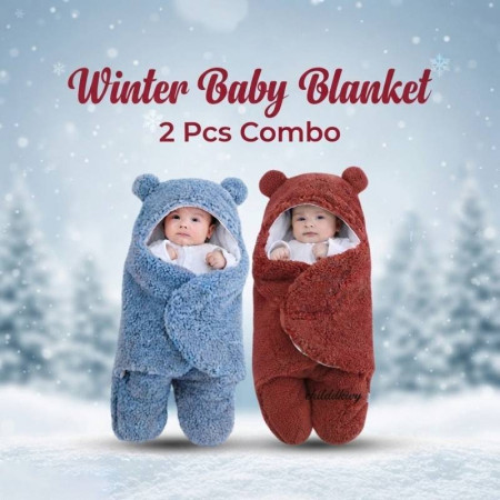 ২ পিস অরিজিনাল চায়না Baby Blanket (Blue + Red Colors)