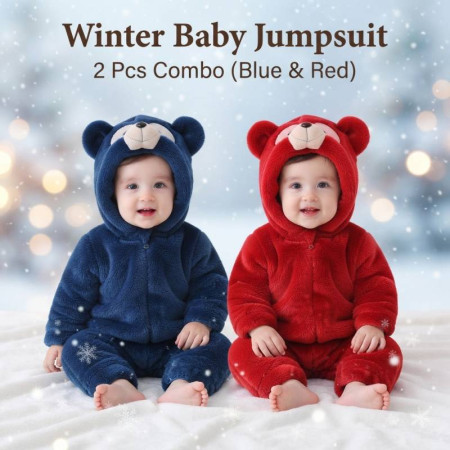 ২ পিস অরিজিনাল চায়না Baby Jumpsuit (Blue + Red Colors)