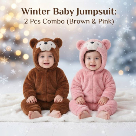 ২ পিস অরিজিনাল চায়না Baby Jumpsuit (Brown + Pink Colors)